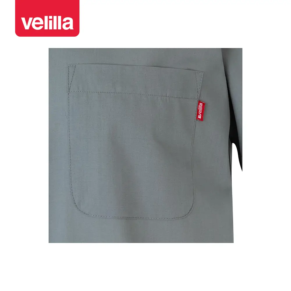Camisa manga corta Velilla 531 23 Camisa manga corta Velilla 531 Gris, detalle de bolsillo del pecho