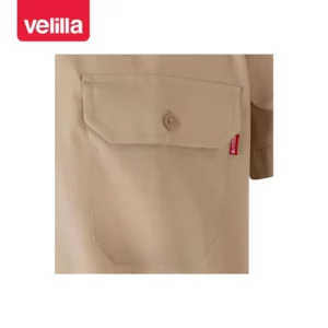 Camisa galoneras manga corta Velilla 532 Beige, detalle de bolsillo del pecho