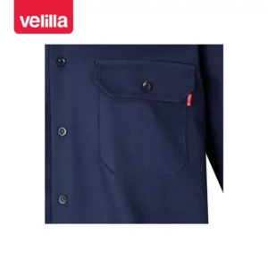 Camisa algodón manga larga Velilla 533 Azul marino, detalle de bolsillo del pecho