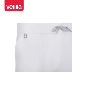 Pantalón recto unisex Velilla ATLAS 533020S Blanco, detalle de cinturilla delantera y cintas
