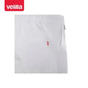 Pantalón recto unisex Velilla ATLAS 533020S Blanco, detalle de cinturilla y bolsillo traseros