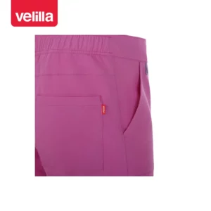 Pantalón recto unisex Velilla ATLAS 533020S Orquídea, detalle de cinturilla y bolsillo traseros
