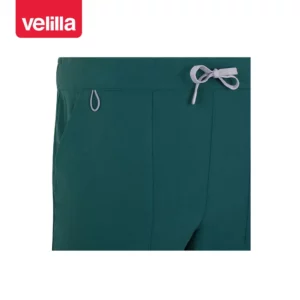 Pantalón recto unisex Velilla ATLAS 533020S Verde jungla, detalle de cinturilla delantera y cintas