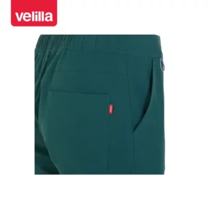 Pantalón recto unisex Velilla ATLAS 533020S Verde jungla, detalle de cinturilla y bolsillo traseros