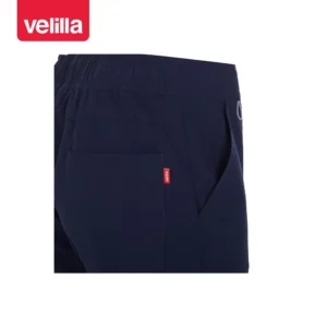 Pantalón recto unisex Velilla ATLAS 533020S Azul noche, detalle de cinturilla y bolsillo traseros