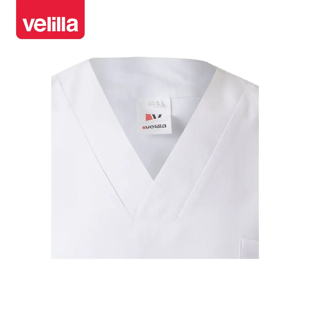 Camisola sanitaria de algodón Velilla 535205 5 Camisola sanitaria de algodón Velilla 535205 Blanco, detalle de cuello