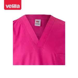 Camisola sanitaria stretch Velilla 535206S Rosa magenta, detalle de cuello