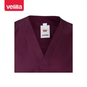 Camisola sanitaria stretch Velilla 535206S Berenjena, detalle de cuello