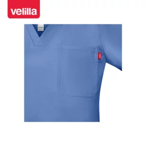 Camisola sanitaria stretch mujer Velilla 535206SW Celeste, detalle de bolsillo de pecho