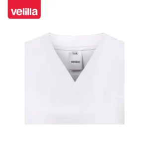 Camisola sanitaria stretch mujer Velilla 535206SW Blanco, detalle de cuello