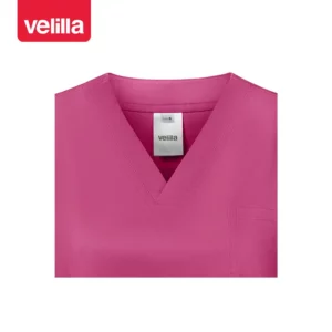Camisola sanitaria stretch mujer Velilla 535206SW Rosa magenta, detalle de cuello