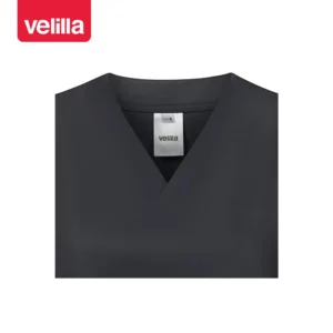 Camisola sanitaria stretch mujer Velilla 535206SW Gris oscuro, detalle de cuello