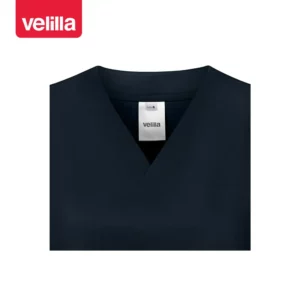 Camisola sanitaria stretch mujer Velilla 535206SW Azul navy, detalle de cuello