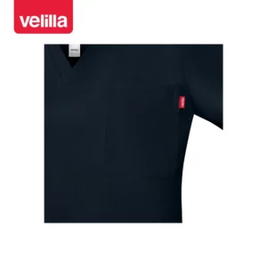 Camisola sanitaria stretch mujer Velilla 535206SW Azul navy, detalle de bolsillo de pecho