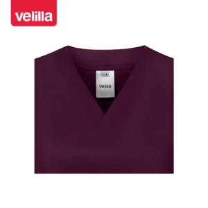 Camisola sanitaria stretch mujer Velilla 535206SW Berenjena, detalle de cuello