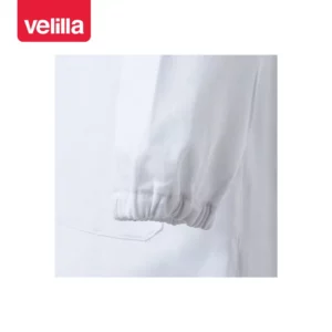 Bata unisex de algodón Velilla 539005 Blanco, detalle de puño elástico