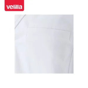 Bata stretch corta hombre Velilla 539008S Blanco, detalle de bolsillo inferior
