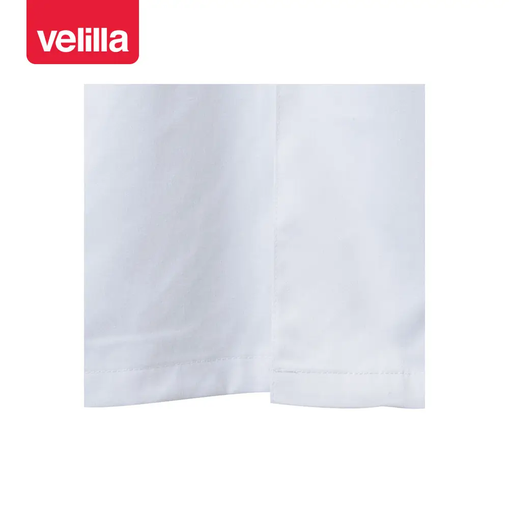 Bata stretch corta hombre Velilla 539008S 8 Bata stretch corta hombre Velilla 539008S Blanco, detalle de abertura posterior