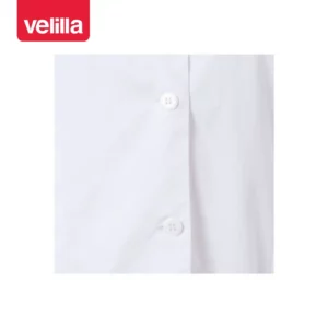 Bata stretch corta mujer Velilla 539009S Blanco, detalle de botones