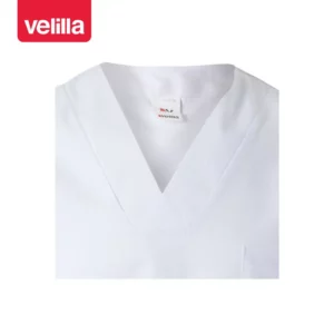 Camisola sanitaria manga corta Velilla 587 Blanco, detalle de cuello