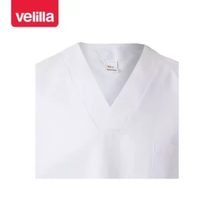 Camisola sanitaria manga larga Velilla 588 Blanco, detalle de cuello