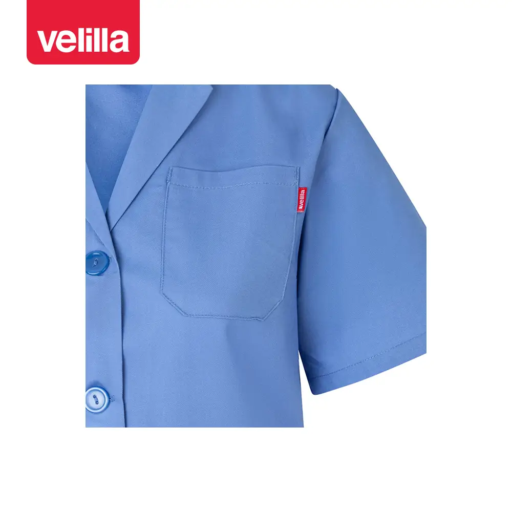 Bata de mujer manga corta Velilla 907 9 Bata de mujer manga corta Velilla 907 Celeste, detalle de bolsillo del pecho