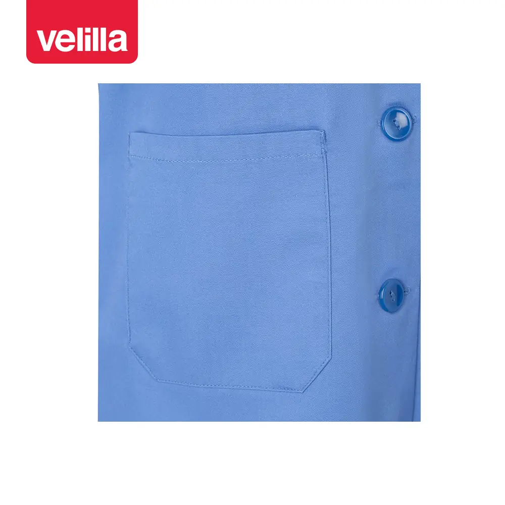 Bata de mujer manga corta Velilla 907 10 Bata de mujer manga corta Velilla 907 Celeste, detalle de bolsillo inferior