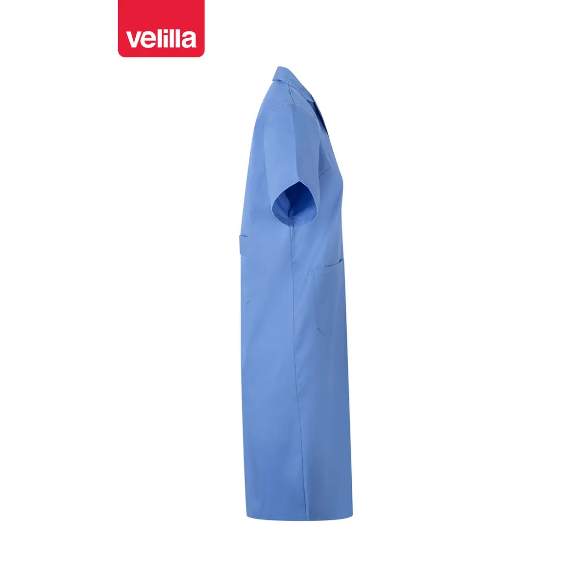 Bata de mujer manga corta Velilla 907 5 Bata de mujer manga corta Velilla 907 Celeste, vista lateral opuesto