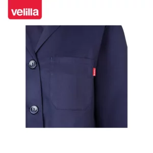 Bata de mujer manga larga Velilla 908 Azul marino, detalle de bolsillo del pecho