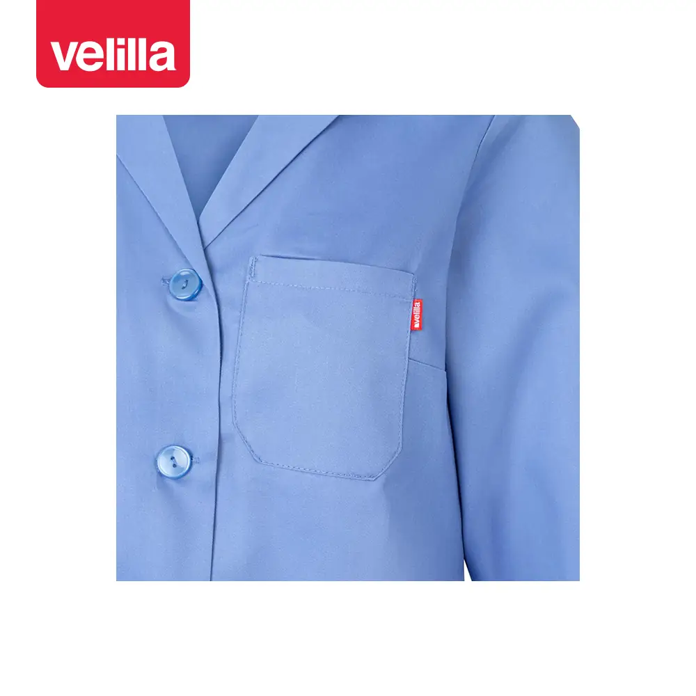 Bata de mujer manga larga Velilla 908 20 Bata de mujer manga larga Velilla 908 Celeste, detalle de bolsillo del pecho