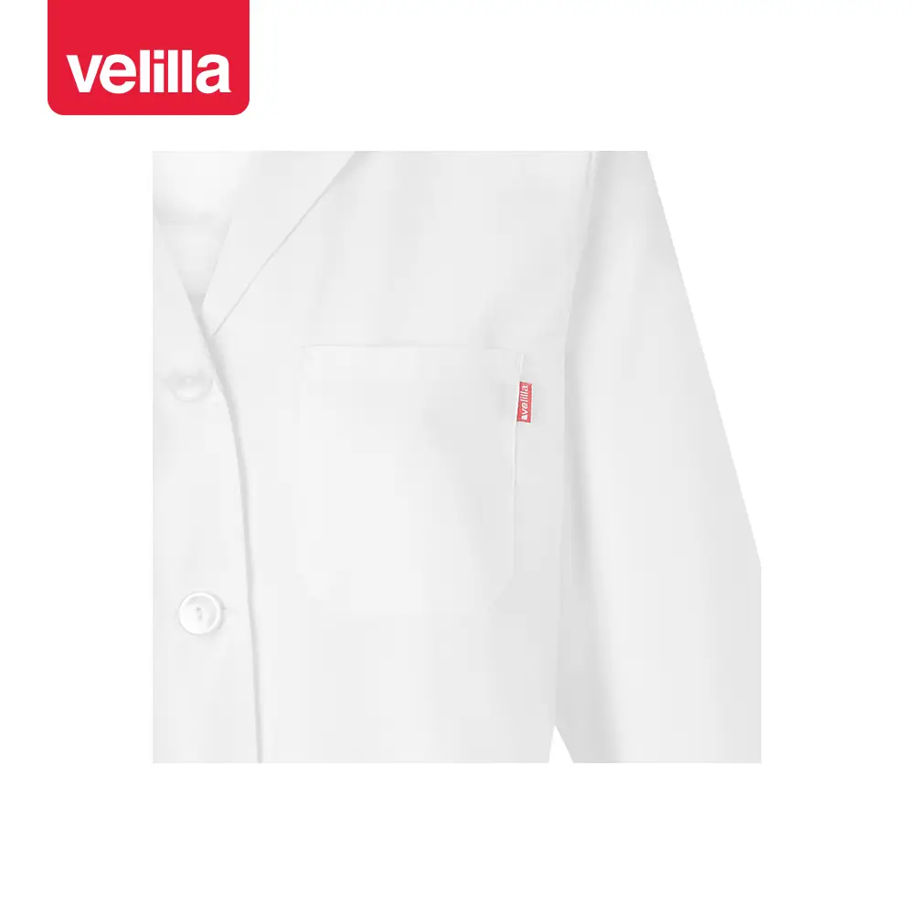 Bata de mujer manga larga Velilla 908 16 Bata de mujer manga larga Velilla 908 Blanco, detalle de bolsillo del pecho