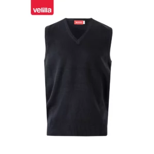 Chaleco punto fino cuello pico Velilla 99 Azul marino, vista frontal