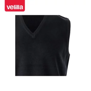 Chaleco punto fino cuello pico Velilla 99 Azul marino, detalle de cuello en pico