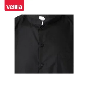 Camisa de cuello mao hombre Velilla LISTAN negro, detalle de cuello y cierre