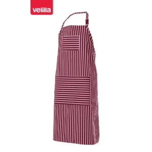 Delantal con peto a rayas Velilla PIMENTON rayas granates, vista frontal