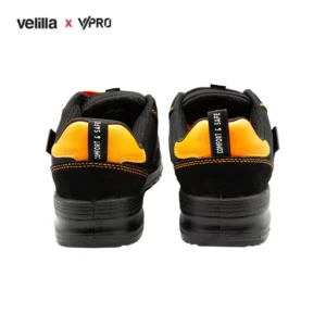 Zapatilla de seguridad VPro VITAL 707004 Negro/Naranja flúor, vista trasera del par