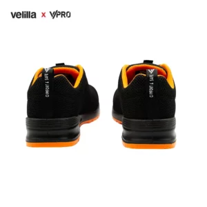 Zapatilla de seguridad VPro SPEZIAL 707007 Negro/Naranja, vista trasera del par