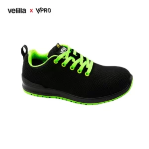Zapatilla de seguridad VPro SPEZIAL 707007 Negro/Verde lima, vista oblicua superior