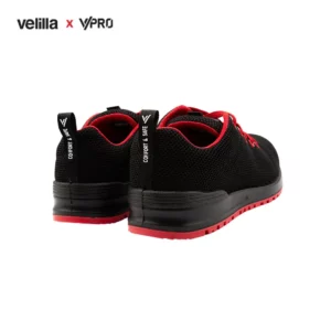 Zapatilla de seguridad VPro SPEZIAL 707007 Negro/Rojo, vista trasera oblicua del par