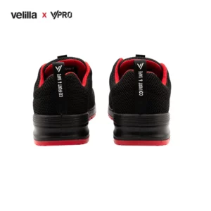 Zapatilla de seguridad VPro SPEZIAL 707007 Negro/Rojo, vista trasera del par