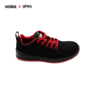 Zapatilla de seguridad VPro SPEZIAL 707007 Negro/Rojo, vista oblicua superior