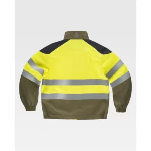 Cazadora tricolor Ripstop WorkTeam B1181, Amarillo a.v./Verde kaki/Gris oscuro, vista trasera
