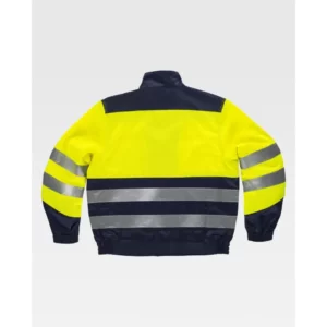 Cazadora multinorma antiestática WorkTeam B1195, Marino/Amarillo a.v., vista trasera