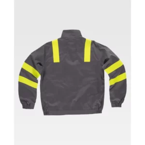 Cazadora multinorma con cintas fluorescentes WorkTeam B1196, Gris/Amarillo flúor, vista trasera
