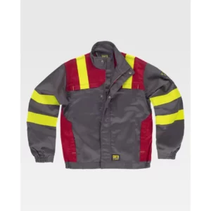 Cazadora multinorma combinada WorkTeam B1199, Gris/Rojo/Amarillo flúor, vista frontal