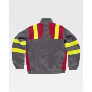 Cazadora multinorma combinada WorkTeam B1199, Gris/Rojo/Amarillo flúor, vista trasera