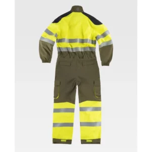 Buzo Ripstop multinorma WorkTeam B5081, Verde kaki/Amarillo av/Gris oscuro, vista posterior