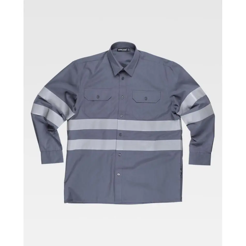 Camisa reflectante de manga larga WorkTeam B8007 1 Camisa reflectante de manga larga WorkTeam B8007, Gris, vista frontal