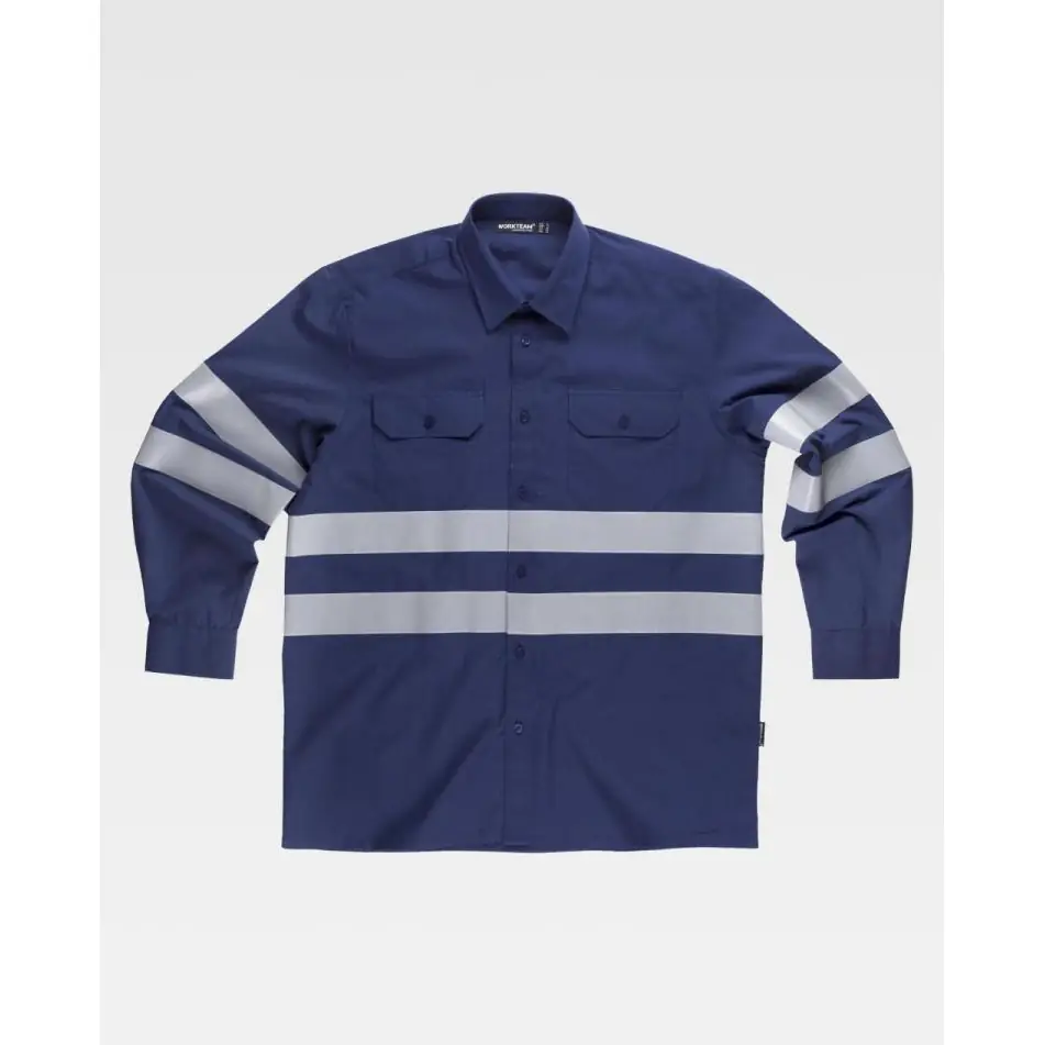 Camisa reflectante de manga larga WorkTeam B8007 3 Camisa reflectante de manga larga WorkTeam B8007, Marino, vista frontal