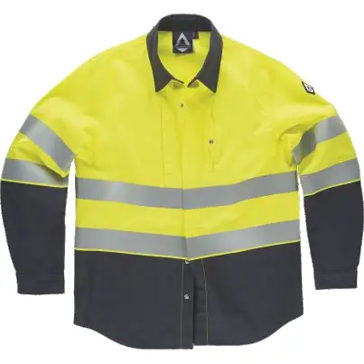Camisa Ripstop multinorma WorkTeam B8081 3 Camisa Ripstop multinorma WorkTeam B8081, Gris oscuro/Amarillo a.v., vista frontal